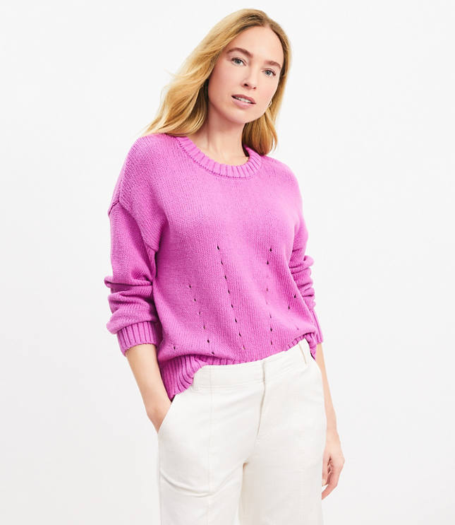 Petite Pointelle Trim Sweater