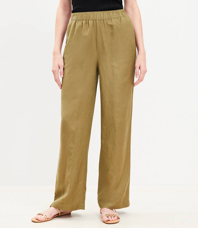 Pull On Straight Pants in Linen Blend