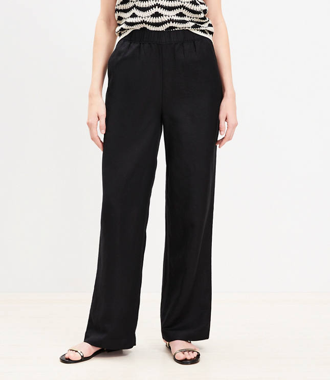 Pull On Straight Pants in Linen Blend