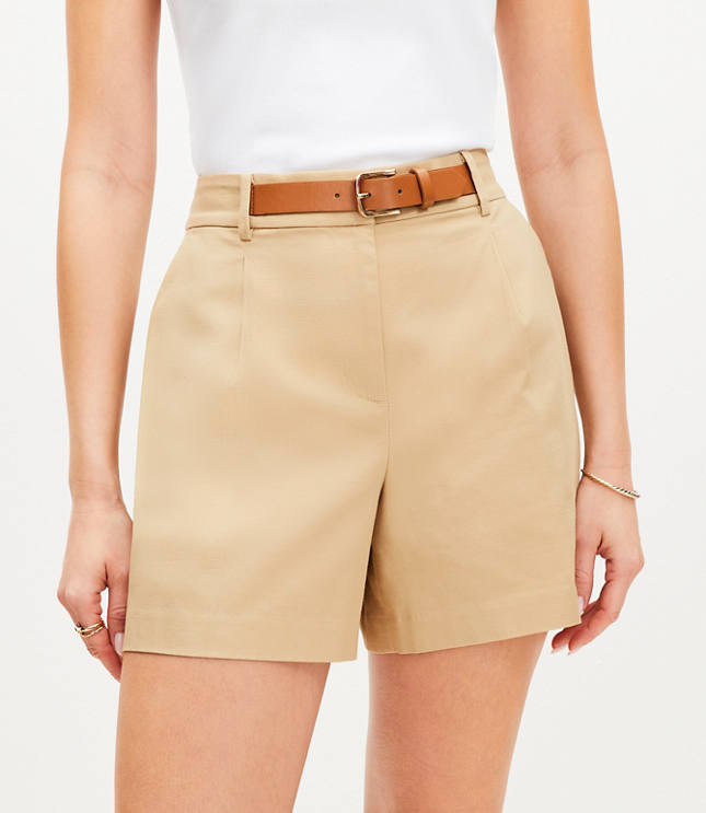 Petite Faux Leather Belted Shorts