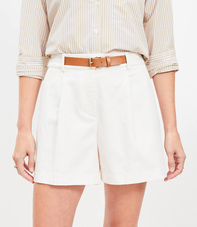 Petite Faux Leather Belted Shorts