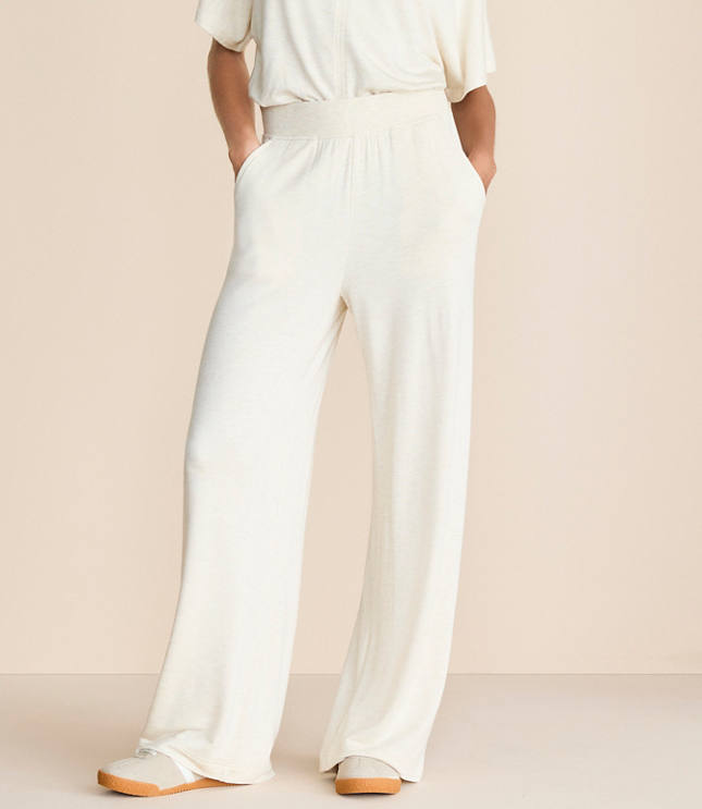 Lou & Grey Heathered Signaturesoft Wide Leg Pants
