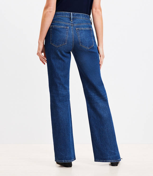 Petite Mid Rise Relaxed Straight Jeans Dark Wash