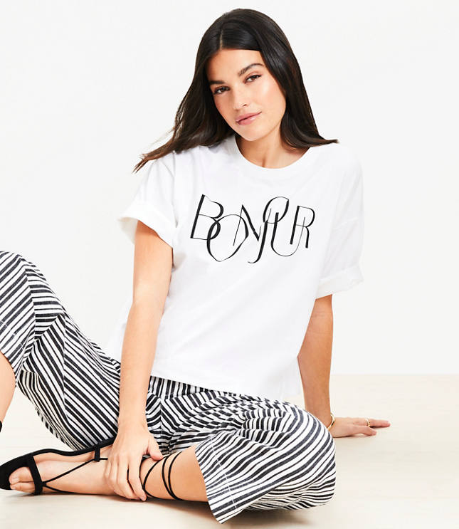 トップス Hello Bonjour! Beautiful T Shirts BONJOUR T-SHIRT – She Is Sunday EN