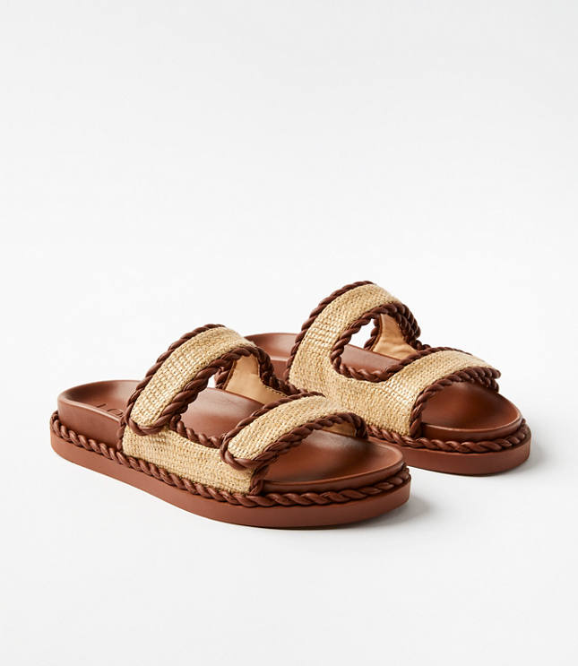 Loft Straw Double Buckle Molded Sandals