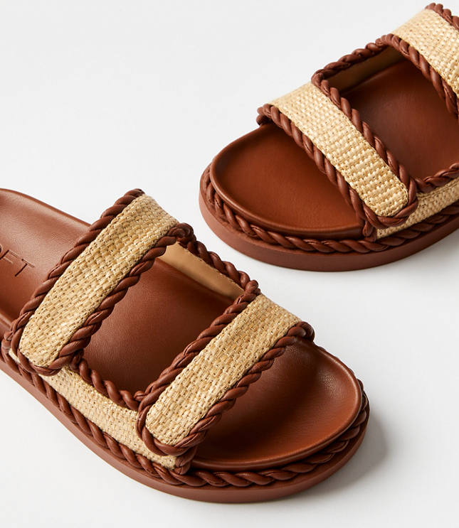 Straw Double Buckle Molded Sandals