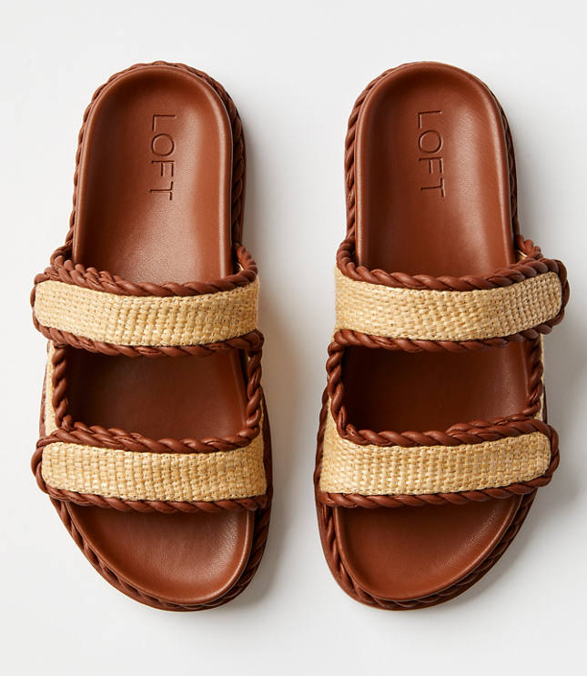 Straw Double Buckle Molded Sandals