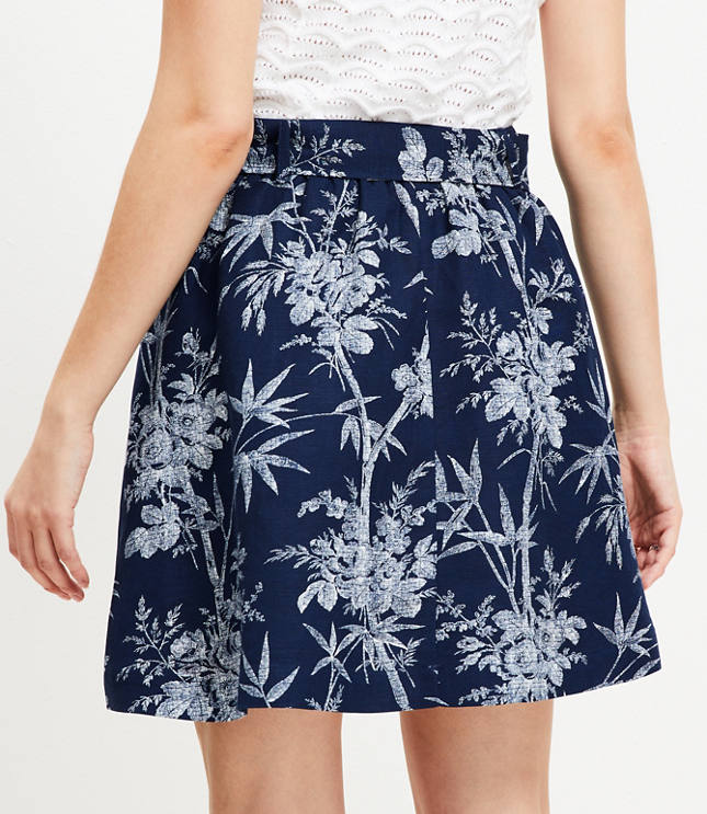 Palm Belted Linen Blend Mini Pocket Skirt