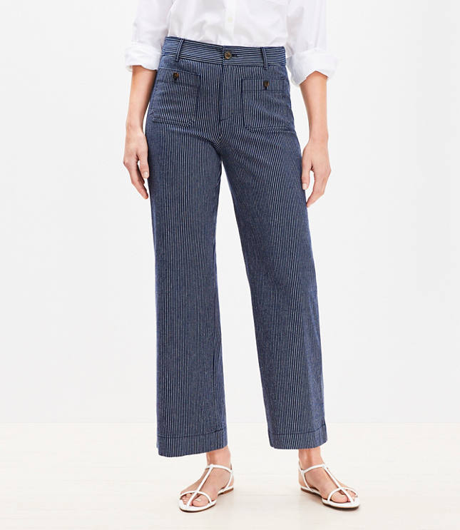 Tall Palmer Wide Leg Crop Pants in Textured Stripe