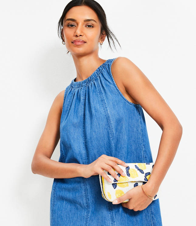 Chambray Seamed Mini Dress