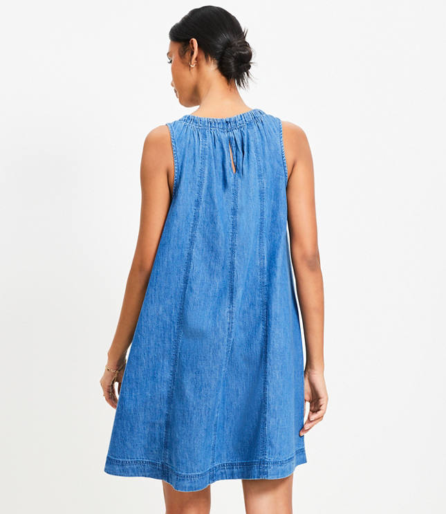 Chambray Seamed Mini Dress