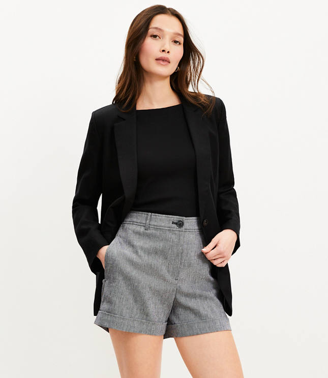 Petite Cuffed Shorts in Cotton Linen