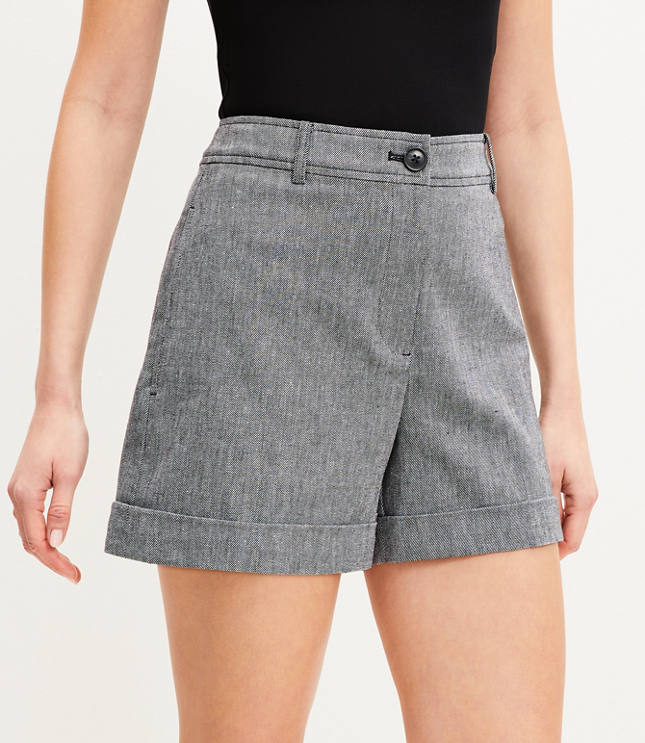 Petite Cuffed Shorts in Cotton Linen