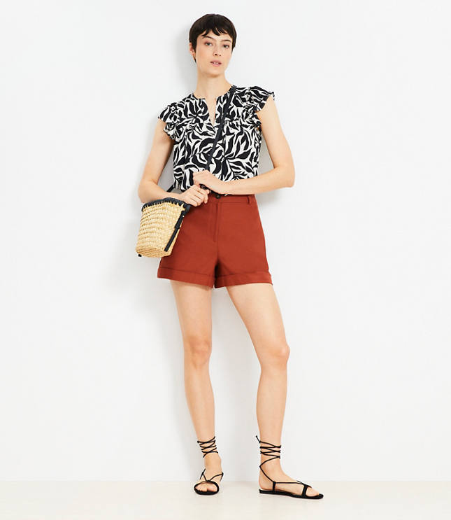 Loft Petite Cuffed Shorts in Cotton Linen