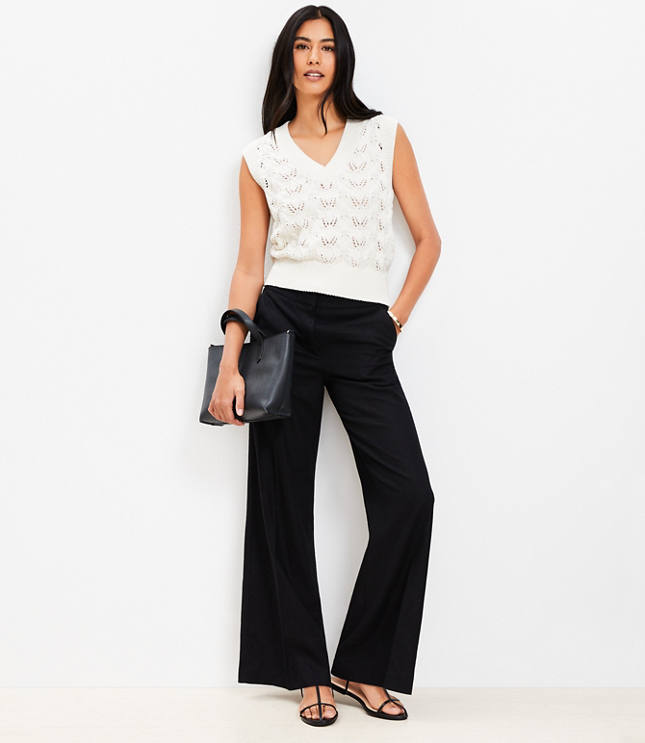 Petite Clean Wide Leg Pants in Linen Blend