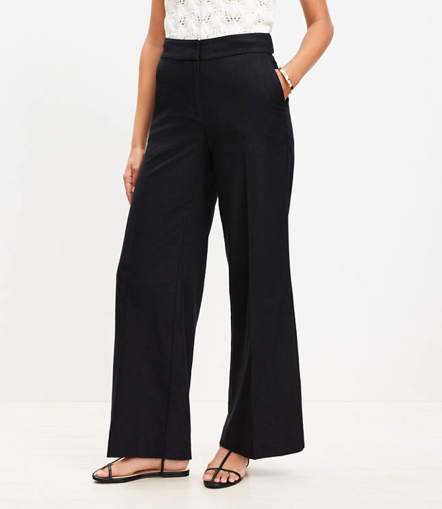 Petite Clean Wide Leg Pants in Linen Blend