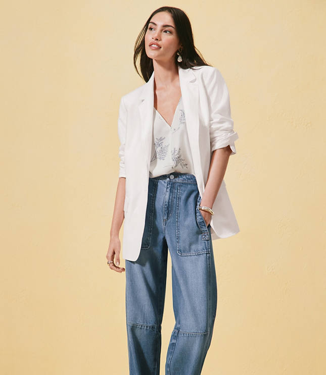 High Rise Utility Barrel Jeans