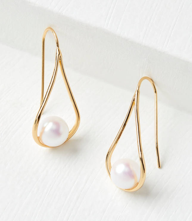 Pearlized Open Teardrop Earrings