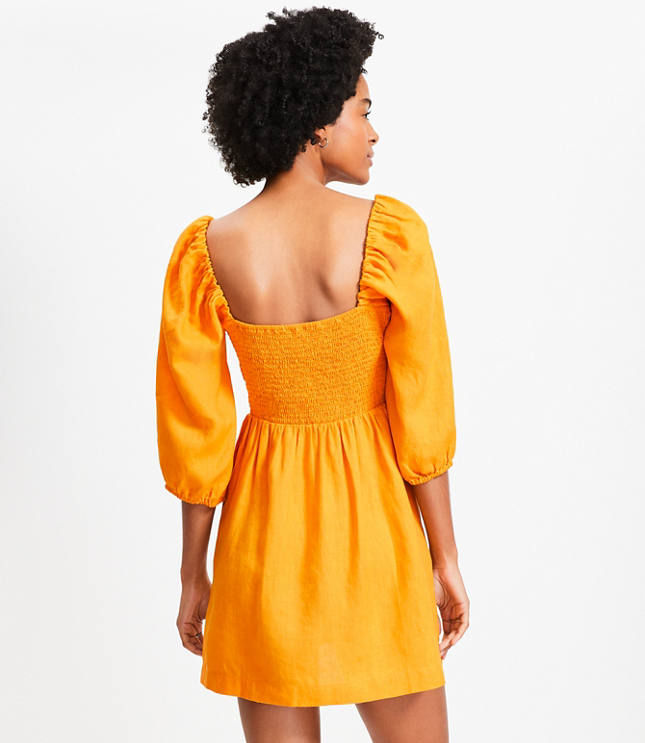 LOFT Beach Linen Cutout Mini Pocket Dress