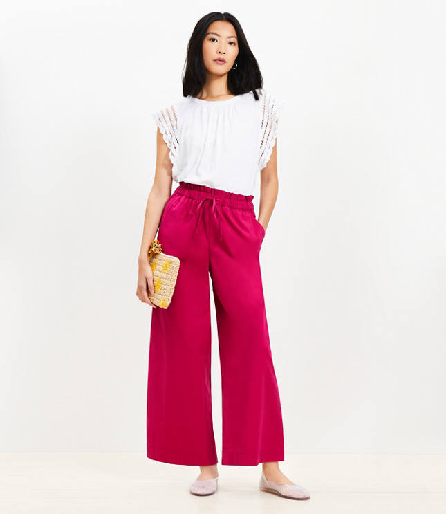 Breezy Wide Leg Ankle Pants in Twill