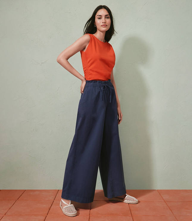 Breezy Wide Leg Ankle Pants in Twill