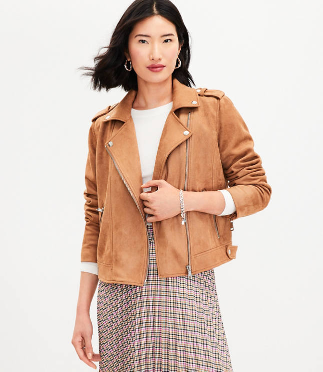 Tricotto – 231 – Suede Moto Jacket with Zippered Pockets