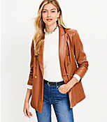 Faux Leather Double Breasted Blazer carousel Product Image 3