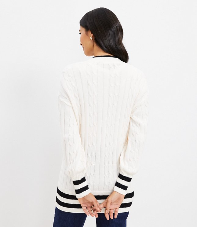 Tipped Cable Pocket Cardigan