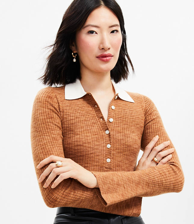 Uo shrunken clearance fuzzy polo sweater