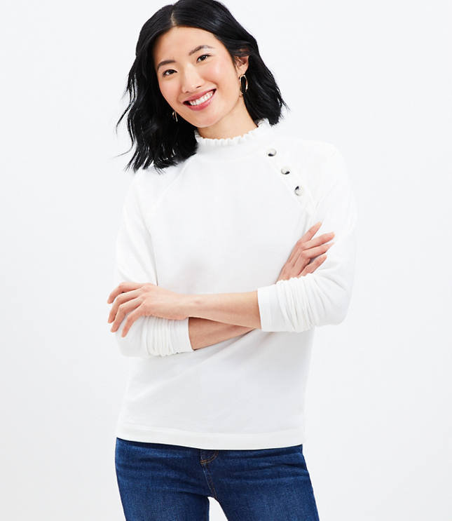 Ruffle shoulder online sweatshirt