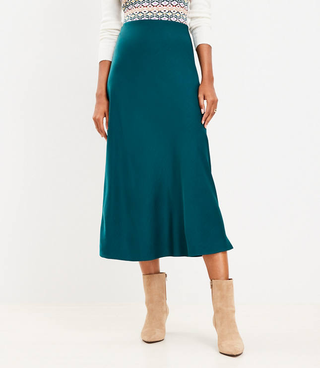 Satin Bias Midi Skirt