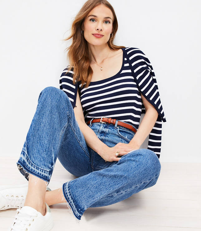 Cropped Stripe Rib Tank Top