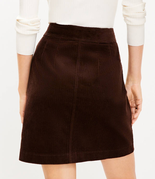 Cotton Spandex Corduroy Comfort Waist Skirt, Pull-On, 5-Pocket