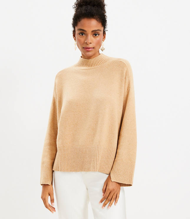 Mock Neck Poncho Sweater