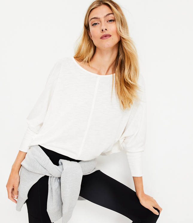 Lou & Grey Brushed Wafflestitch Cowl Tunic Top