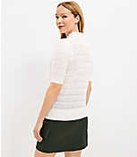 Pointelle Tie Neck Sweater Tee carousel Product Image 3