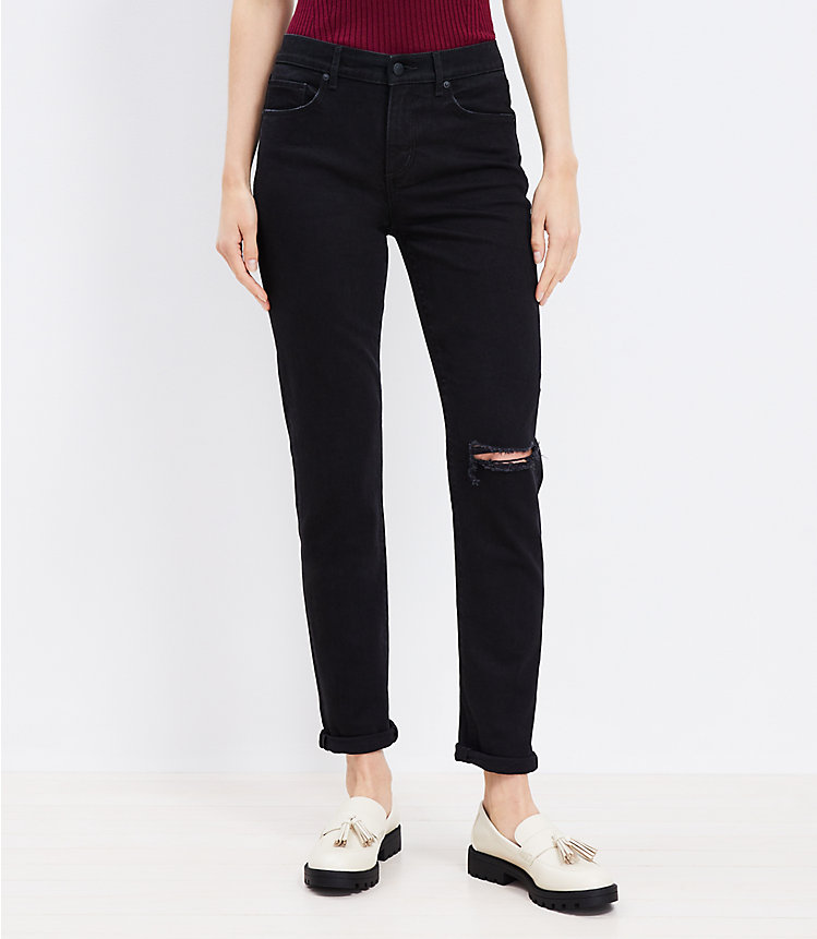 Petite Girlfriend Jeans in Washed Black image number 0