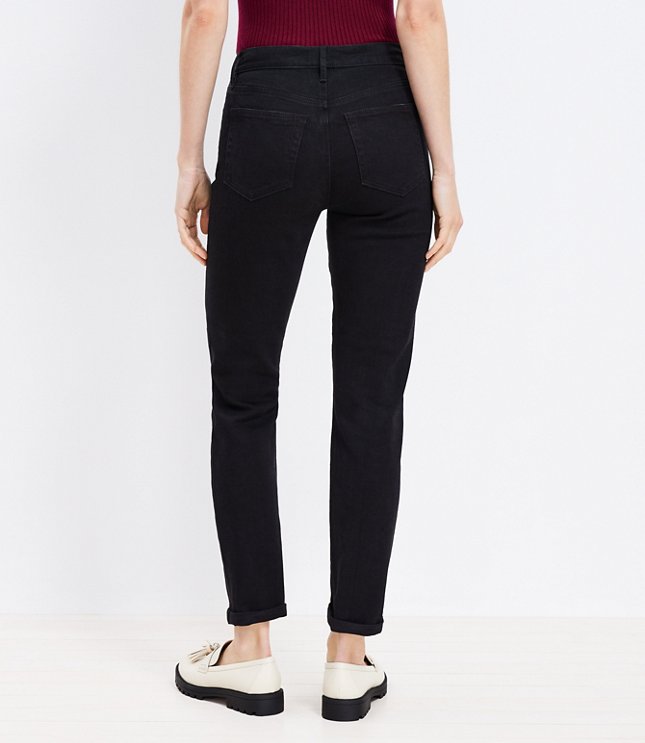 Petite Girlfriend Jeans in Washed Black