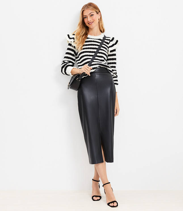 Side-slit faux-leather skirt, Icône