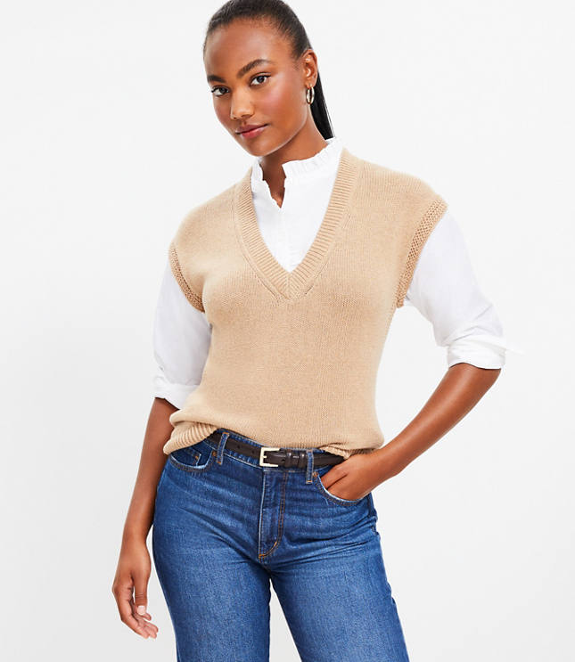 Women's LuxeLoft Button-Up Sweater Vest, Women's Tops