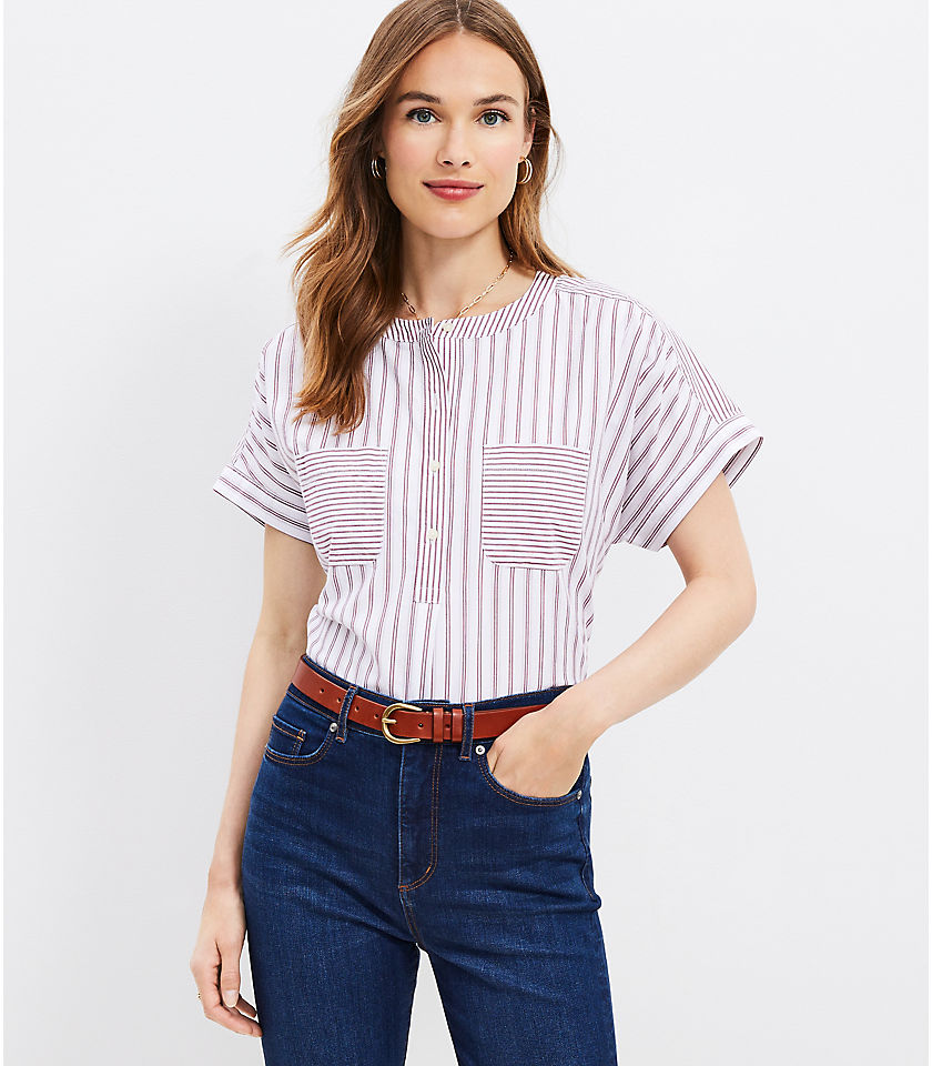 Striped Dolman Henley Everyday Shirt