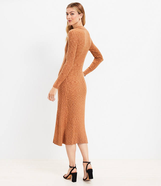 Ribbed Midi Polo Sweater Dress