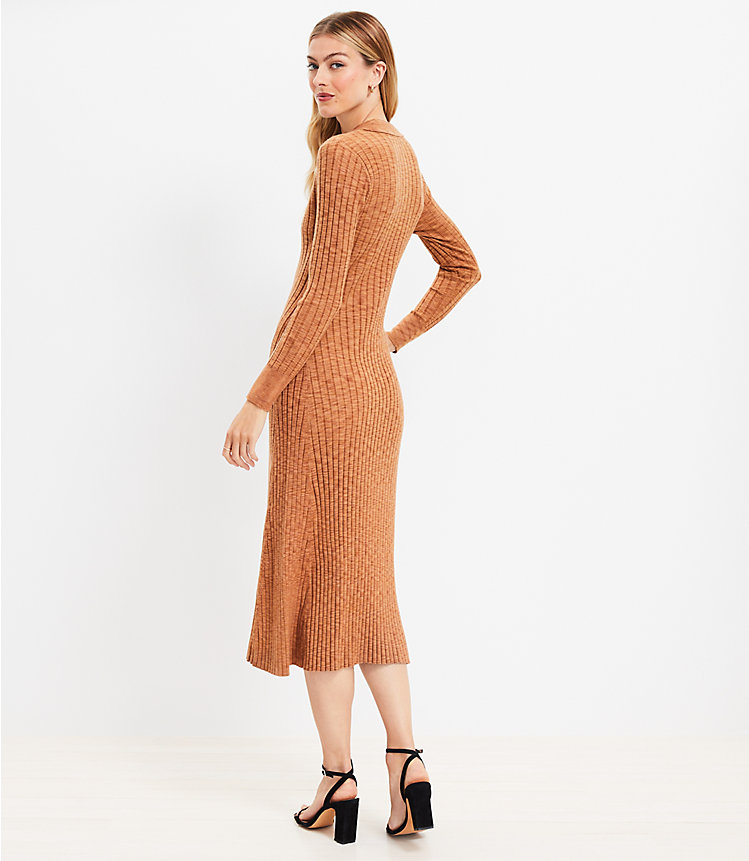 Ribbed Midi Polo Sweater Dress image number 2