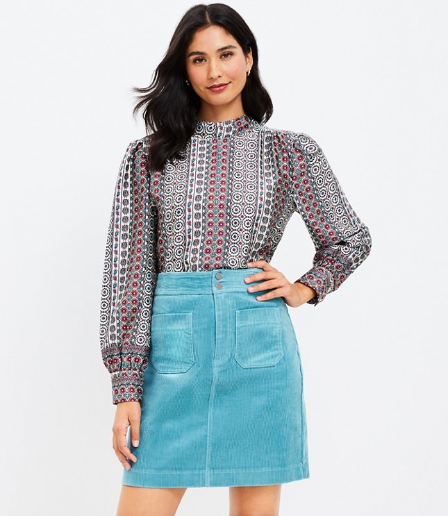 Tall Corduroy Patch Pocket Skirt