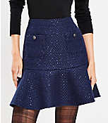 Sequin Tweed Button Pocket Flounce Skirt carousel Product Image 2