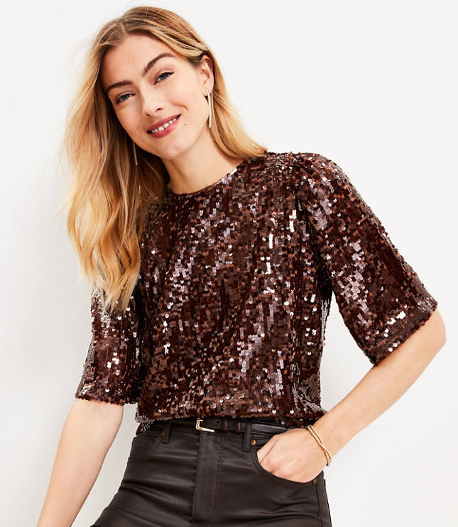 Ladies gold best sale sequin top