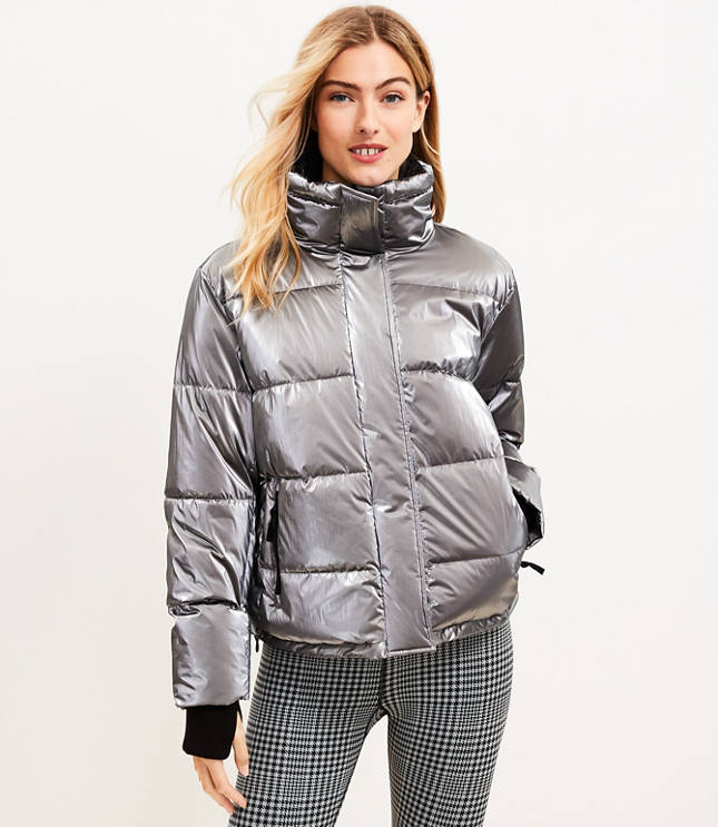 Faux Leather Puffer Jacket