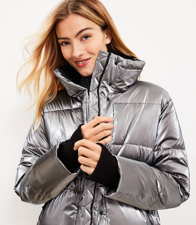 Faux Leather Puffer Jacket