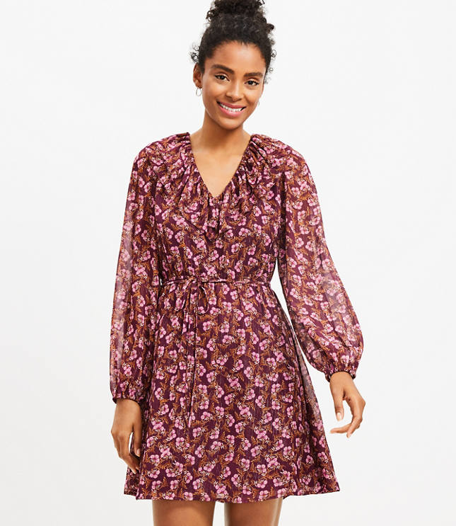 Petite Plaid Flounce Shirtdress - Wild Moss