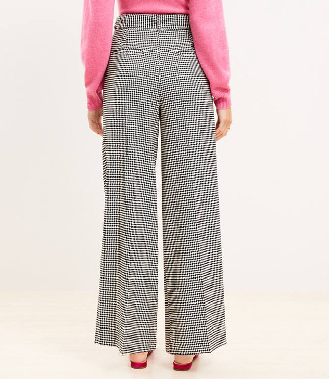 Wide-Leg High-Rise Houndstooth Pants, Regular